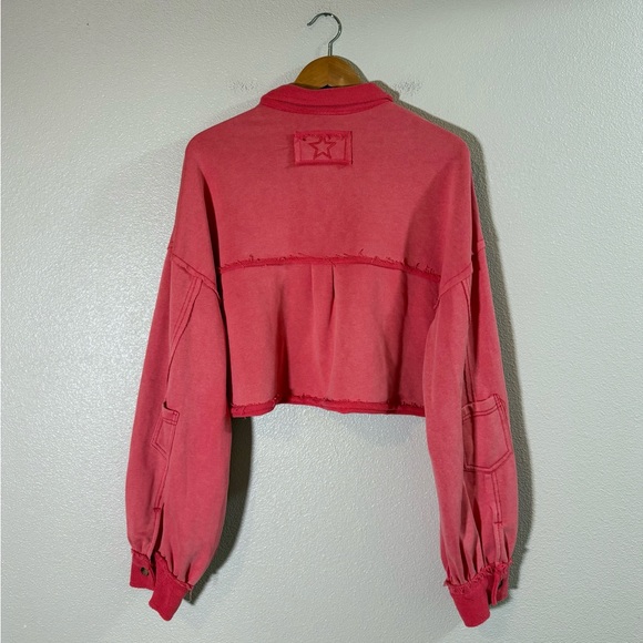 NWT POL Cropped Boho Shacket Large - Picture 3 of 8